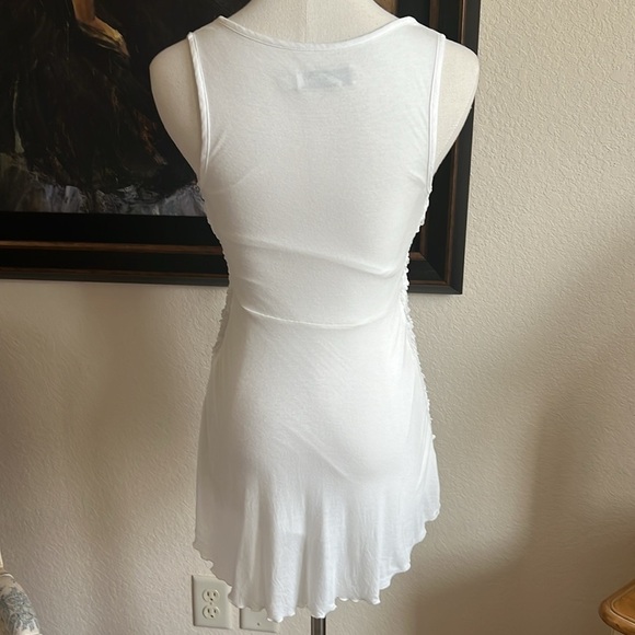 Iris Setlakwe White Size XS Beaded Ruffle Tank Imported Canadian Designer - Picture 5 of 10